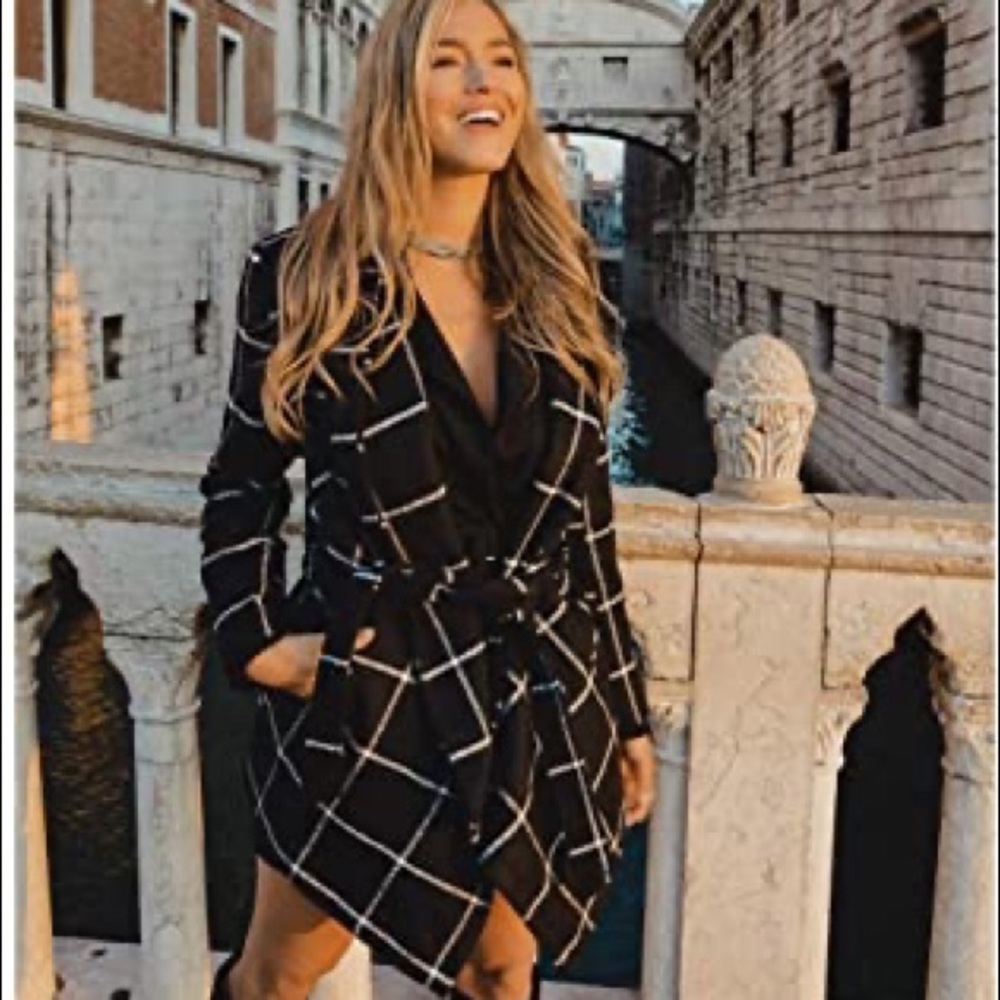 Chicwish Prairie Grid Rabato wool blend coat